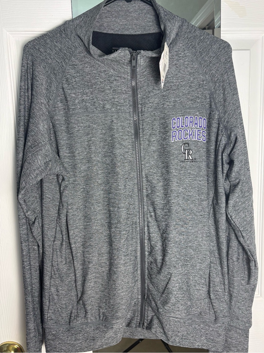 MLB Colorado Rockies Heather Gray Lightweight Full-Zip Jacket